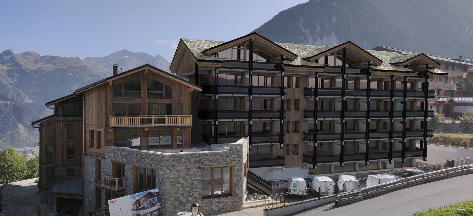 perspective 3d pour la surélévation d'une résidence - Les toits de la Réserve - Courchevel